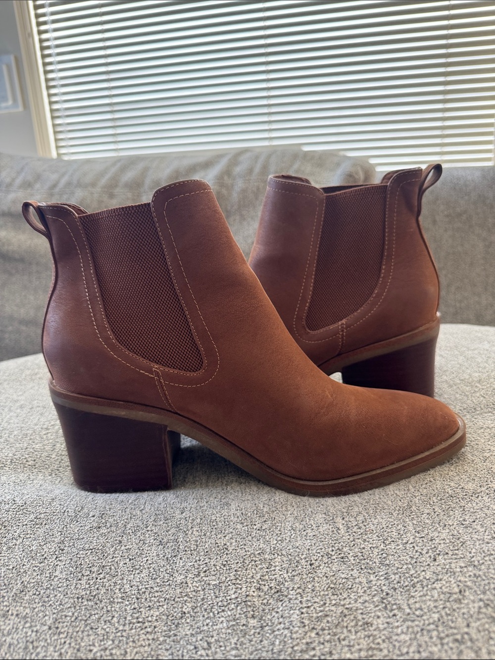 MIA Brown Suede Ankle Boots with Block Heel